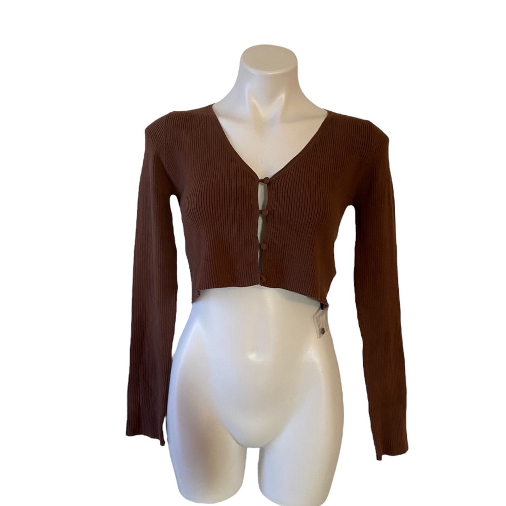 Lovers and friends cropped cardigan sweater medium M new brown
